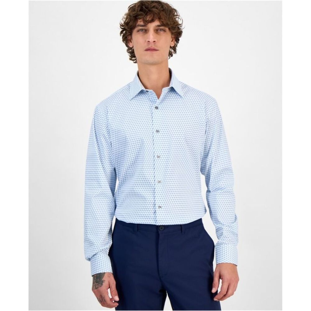 Alfani Mens Geo-Print Button Down Dress Shirt, NWT